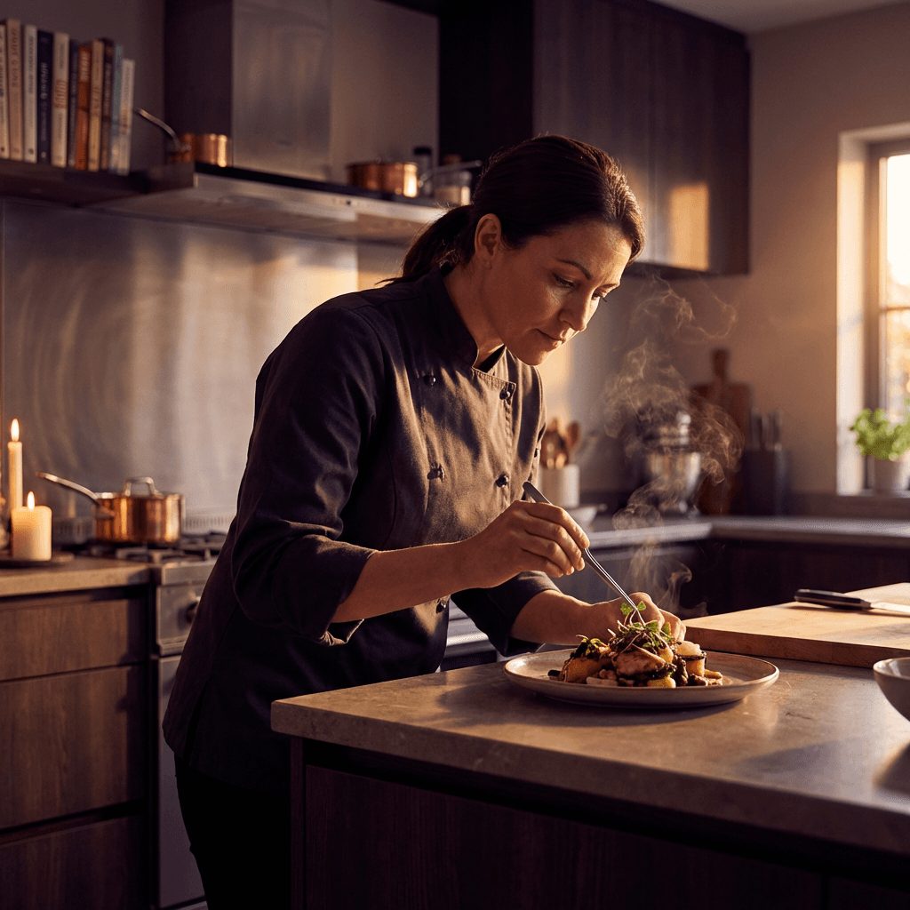 Chef plating a dish