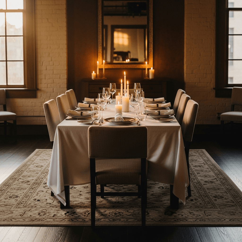 A private dinner table set by a Suppah Social chef in Rhode Island